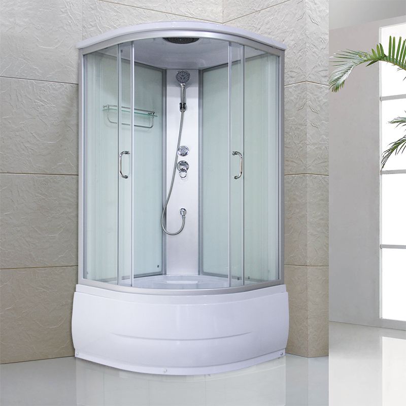 Corner Round Tub & Shower Kit Double Sliding Semi-Frameless Tub & Shower Kit Clearhalo 'Bathroom Remodel & Bathroom Fixtures' 'Home Improvement' 'home_improvement' 'home_improvement_shower_stalls_enclosures' 'Shower Stalls & Enclosures' 'shower_stalls_enclosures' 'Showers & Bathtubs' 1200x1200_68148d3d-607f-4469-a72c-4cdfc5c8da0a
