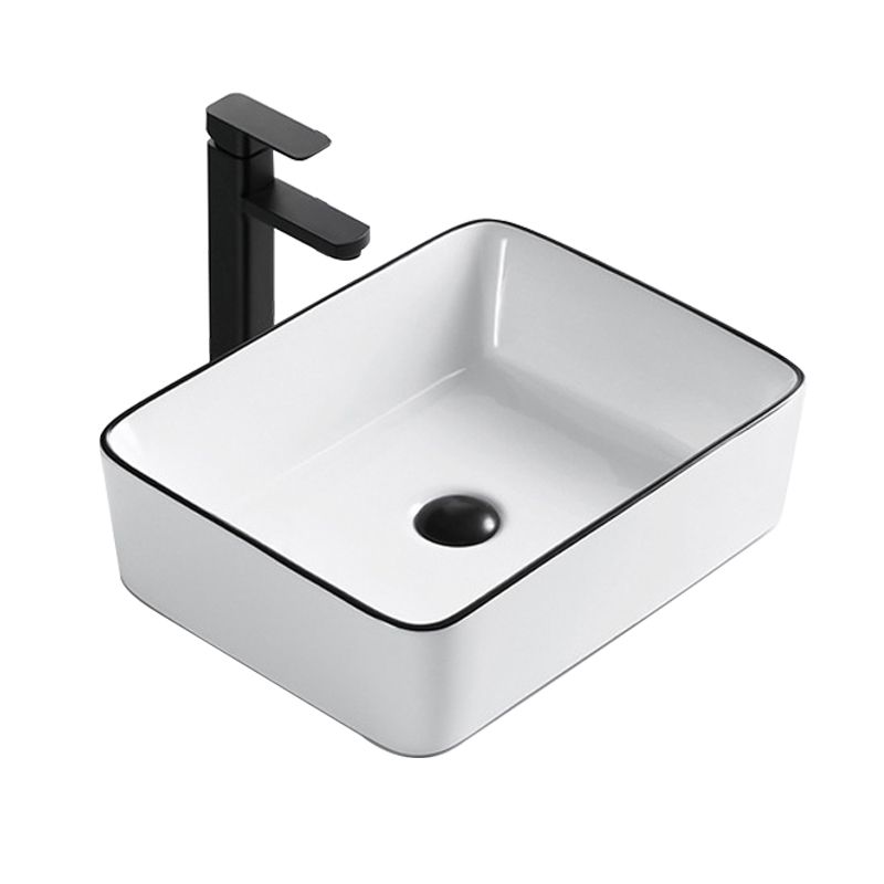 Modern Bathroom Sink Porcelain Rectangular with Overflow and Drain Assembly Basin Sink Clearhalo 'Bathroom Remodel & Bathroom Fixtures' 'Bathroom Sinks & Faucet Components' 'Bathroom Sinks' 'bathroom_sink' 'Home Improvement' 'home_improvement' 'home_improvement_bathroom_sink' 1200x1200_681f0c50-6346-4d1f-81cb-261612dd0745