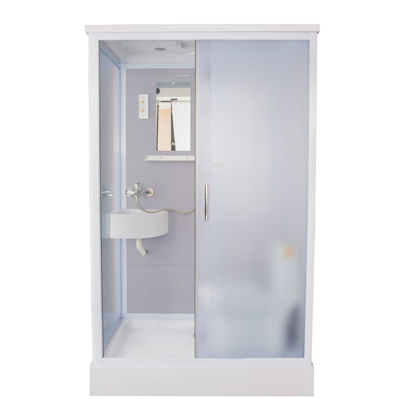 Contemporary Frosted Shower Stall Framed Single Sliding Shower Stall Clearhalo 'Bathroom Remodel & Bathroom Fixtures' 'Home Improvement' 'home_improvement' 'home_improvement_shower_stalls_enclosures' 'Shower Stalls & Enclosures' 'shower_stalls_enclosures' 'Showers & Bathtubs' 1200x1200_682dbb89-f721-4046-95cc-ee8378fab6db