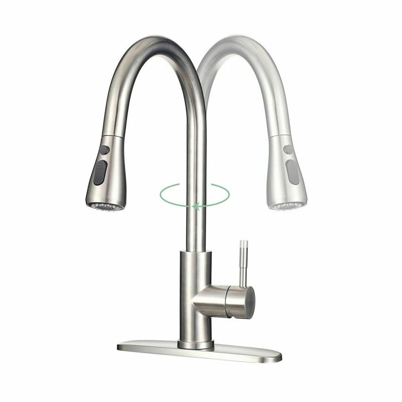 Kitchen Sink Faucet Swivel Spout with Pull Down Sprayer (Not Included Deck Plate) Clearhalo 'Home Improvement' 'home_improvement' 'home_improvement_kitchen_faucets' 'Kitchen Faucets' 'Kitchen Remodel & Kitchen Fixtures' 'Kitchen Sinks & Faucet Components' 'kitchen_faucets' 1200x1200_6835b932-4cb2-4494-9392-ed5a5c9d8b20