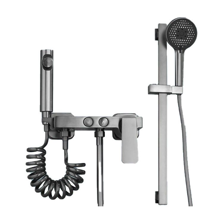 Contemporary Tub Filler Trim Wall Mount with Handshower and Hose Clearhalo 'Bathroom Remodel & Bathroom Fixtures' 'Bathtub Faucets' 'bathtub_faucets' 'Home Improvement' 'home_improvement' 'home_improvement_bathtub_faucets' 1200x1200_68452345-1419-4585-b5dc-236efc16781d