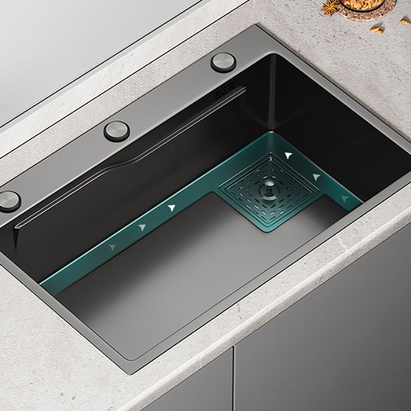 Black Stainless Steel Kitchen Sink Single Bowl Sink with Soap Dispenser ...