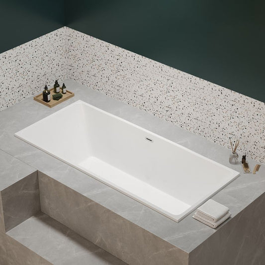 Modern Rectangle Acrylic Embedded Bathtub with Drain Bath Tub Clearhalo 'Bathroom Remodel & Bathroom Fixtures' 'Bathtubs' 'Home Improvement' 'home_improvement' 'home_improvement_bathtubs' 'Showers & Bathtubs' 1200x1200_684a16ec-f041-4537-8252-575c55fae1ac