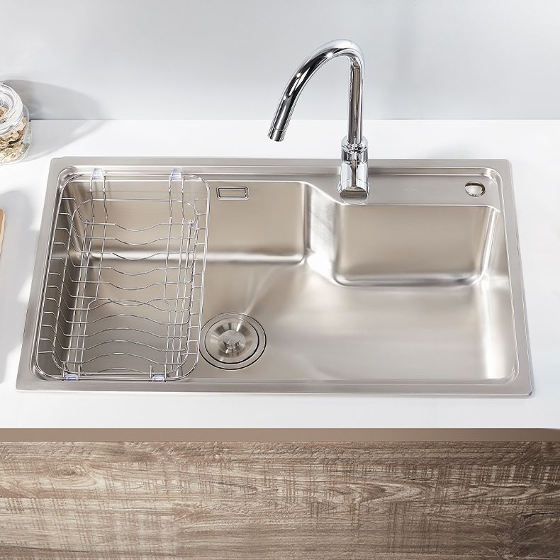 Stainless Steel 1 Holes Sink Contemporary Kitchen Sink with Basket Strainer Clearhalo 'Home Improvement' 'home_improvement' 'home_improvement_kitchen_sinks' 'Kitchen Remodel & Kitchen Fixtures' 'Kitchen Sinks & Faucet Components' 'Kitchen Sinks' 'kitchen_sinks' 1200x1200_68691d99-018d-4be6-9015-9b78f9495960