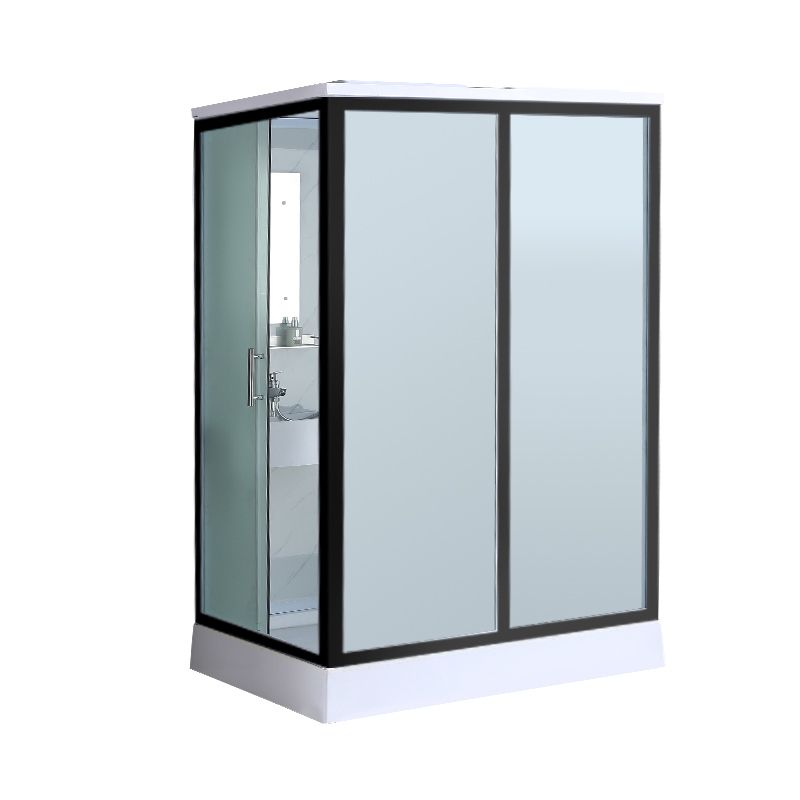 Tempered Glass Shower Stall Black Shower Stall with Towel Bar and Light Clearhalo 'Bathroom Remodel & Bathroom Fixtures' 'Home Improvement' 'home_improvement' 'home_improvement_shower_stalls_enclosures' 'Shower Stalls & Enclosures' 'shower_stalls_enclosures' 'Showers & Bathtubs' 1200x1200_687084a3-52f5-4acc-a5f3-385022940243