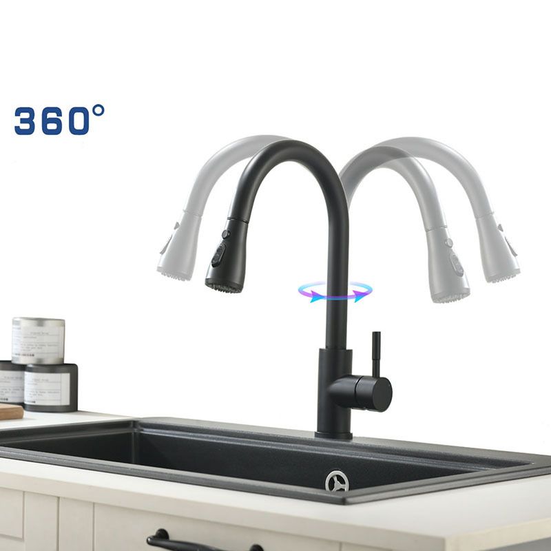 Modern Kitchen Faucet Stainless Steel Single Handle High Arc Retractable Kitchen Faucet Clearhalo 'Home Improvement' 'home_improvement' 'home_improvement_kitchen_faucets' 'Kitchen Faucets' 'Kitchen Remodel & Kitchen Fixtures' 'Kitchen Sinks & Faucet Components' 'kitchen_faucets' 1200x1200_687b2252-37bf-4c7a-abe6-01cddf5f4e63