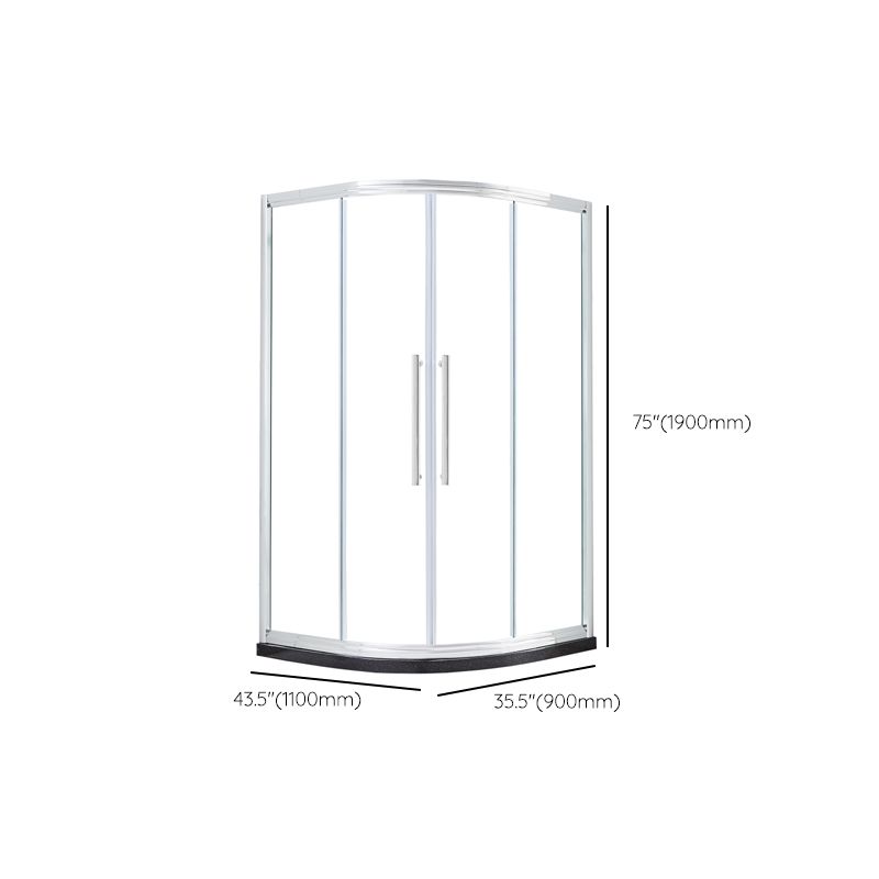 Rounded Framed Shower Enclosure Tempered Glass Double Sliding Shower Kit Clearhalo 'Bathroom Remodel & Bathroom Fixtures' 'Home Improvement' 'home_improvement' 'home_improvement_shower_stalls_enclosures' 'Shower Stalls & Enclosures' 'shower_stalls_enclosures' 'Showers & Bathtubs' 1200x1200_687d7b28-13e7-4c0f-a19c-9c544d48a32f