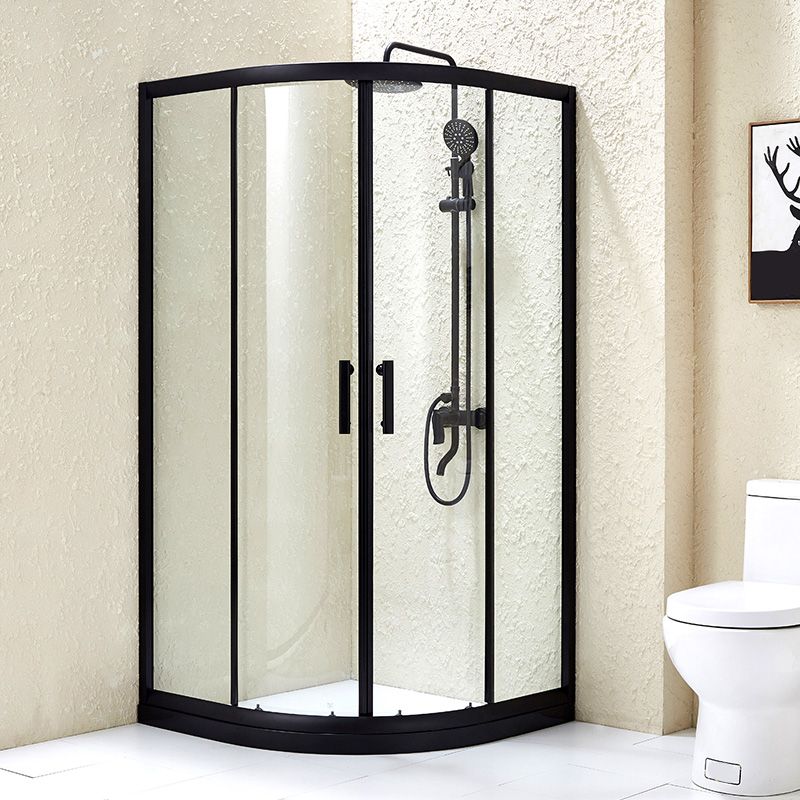 Tempered Shower Bath Door Double Sliding Shower Doors in Black Clearhalo 'Bathroom Remodel & Bathroom Fixtures' 'Home Improvement' 'home_improvement' 'home_improvement_shower_tub_doors' 'Shower and Tub Doors' 'shower_tub_doors' 'Showers & Bathtubs' 1200x1200_6886a0ce-95e7-449d-ab8e-b85ad39e1757