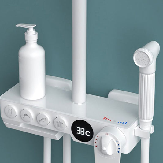 Contemporary Shower System Slide Bar Adjustable Shower Head Wall Mounted Shower Set Clearhalo 'Bathroom Remodel & Bathroom Fixtures' 'Home Improvement' 'home_improvement' 'home_improvement_shower_faucets' 'Shower Faucets & Systems' 'shower_faucets' 'Showers & Bathtubs Plumbing' 'Showers & Bathtubs' 1200x1200_688985c8-e0f0-46a5-8239-959abd15370f