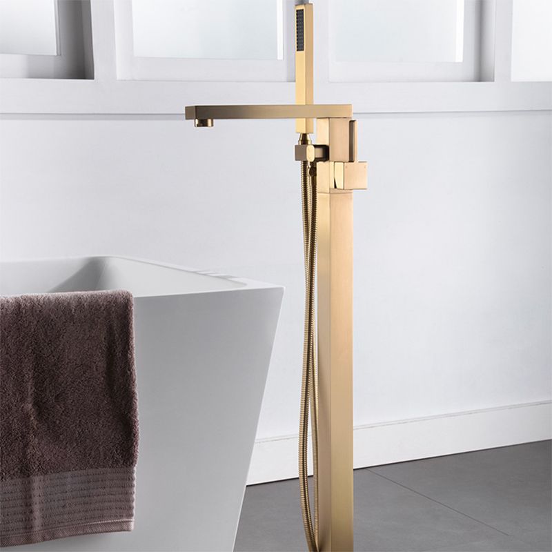 Floor Mounted Metal Freestanding Tub Filler Swivel Freestanding Faucet with Hose Clearhalo 'Bathroom Remodel & Bathroom Fixtures' 'Bathtub Faucets' 'bathtub_faucets' 'Home Improvement' 'home_improvement' 'home_improvement_bathtub_faucets' 1200x1200_68b9c8bd-6064-4805-8f8c-cca8e4bcd874