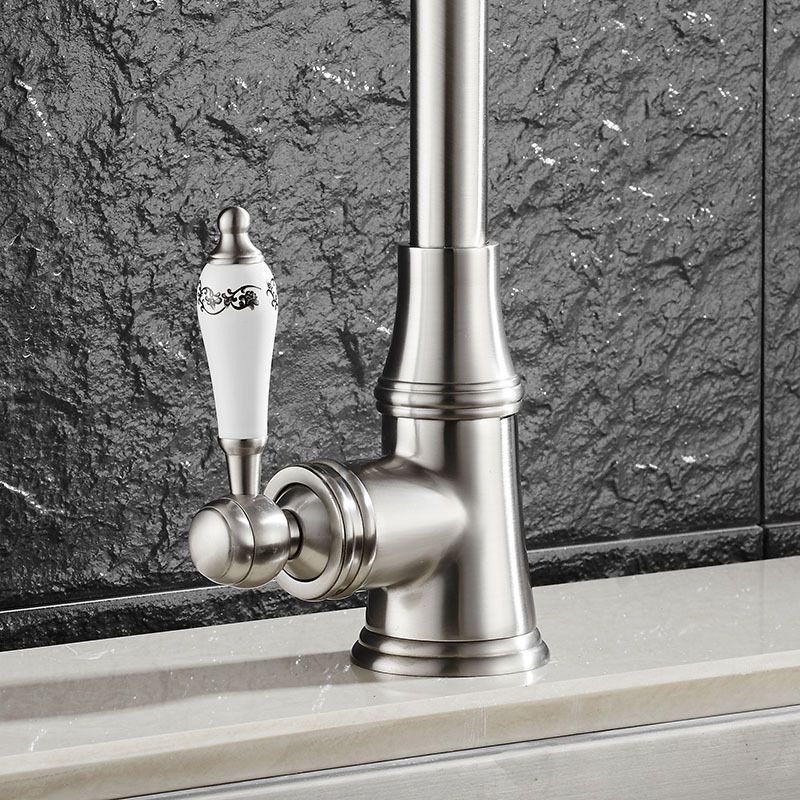 Metal Kitchen Faucet 1-Hole Contemporary Kitchen Faucet with Single Handle Clearhalo 'Home Improvement' 'home_improvement' 'home_improvement_kitchen_faucets' 'Kitchen Faucets' 'Kitchen Remodel & Kitchen Fixtures' 'Kitchen Sinks & Faucet Components' 'kitchen_faucets' 1200x1200_68be89ef-b99f-4141-b0fc-1a44fe73c919