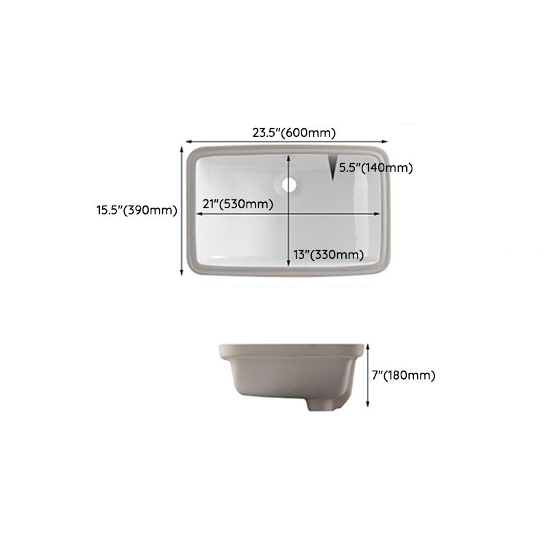 Traditional Undermount Vanity Sink Rectangular Porcelain with Pop-Up Drain Basin Sink Clearhalo 'Bathroom Remodel & Bathroom Fixtures' 'Bathroom Sinks & Faucet Components' 'Bathroom Sinks' 'bathroom_sink' 'Home Improvement' 'home_improvement' 'home_improvement_bathroom_sink' 1200x1200_68f8c33f-4a90-4b98-a4c0-bf0dc28a42be