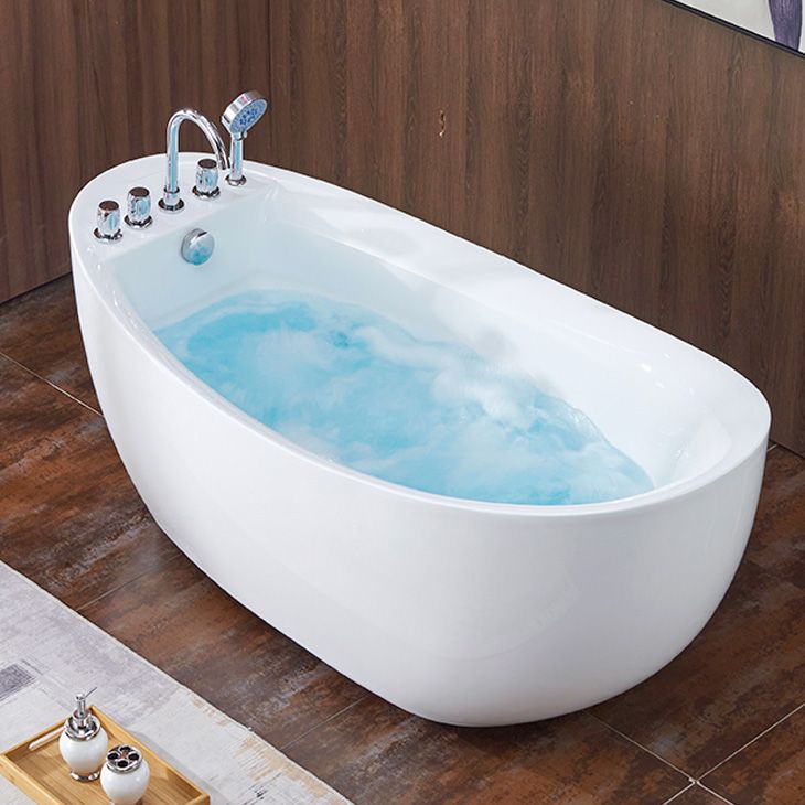 Modern White Bathtub Stand Alone Acrylic Soaking Left Oval Bath Clearhalo 'Bathroom Remodel & Bathroom Fixtures' 'Bathtubs' 'Home Improvement' 'home_improvement' 'home_improvement_bathtubs' 'Showers & Bathtubs' 1200x1200_69000937-52d1-4b61-8941-e2d910eb6800