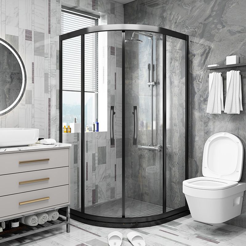 Modern Shower Enclosure Laminated Glass Corner with Fixed Panel Shower Stall Clearhalo 'Bathroom Remodel & Bathroom Fixtures' 'Home Improvement' 'home_improvement' 'home_improvement_shower_stalls_enclosures' 'Shower Stalls & Enclosures' 'shower_stalls_enclosures' 'Showers & Bathtubs' 1200x1200_690ab95e-1f41-45d5-972b-d1bd0105c45f