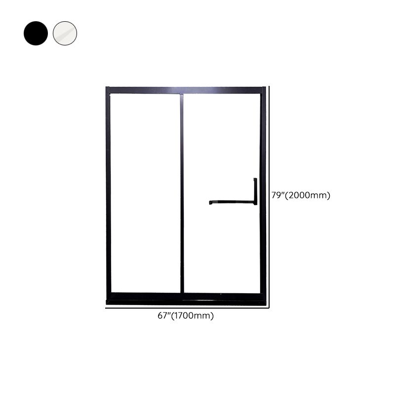 Black Single Sliding Shower Door Framed Tempered Shower Doors Clearhalo 'Bathroom Remodel & Bathroom Fixtures' 'Home Improvement' 'home_improvement' 'home_improvement_shower_tub_doors' 'Shower and Tub Doors' 'shower_tub_doors' 'Showers & Bathtubs' 1200x1200_690ca50b-71bc-4717-90bb-58384b95c89f