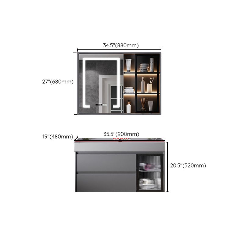 Contemporary Vanity Sink Wooden Wall-Mounted Bathroom Vanity Cabinet in Gray Clearhalo 'Bathroom Remodel & Bathroom Fixtures' 'Bathroom Vanities' 'bathroom_vanities' 'Home Improvement' 'home_improvement' 'home_improvement_bathroom_vanities' 1200x1200_690df30c-c6f9-4ff6-bceb-64893dae27f6