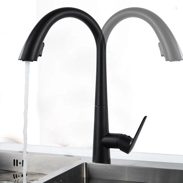 Modern 1-Handle Faucets Copper with Pull Out Sprayer Gooseneck Faucets Clearhalo 'Home Improvement' 'home_improvement' 'home_improvement_kitchen_faucets' 'Kitchen Faucets' 'Kitchen Remodel & Kitchen Fixtures' 'Kitchen Sinks & Faucet Components' 'kitchen_faucets' 1200x1200_69143022-496b-486f-9e68-27a529d55414