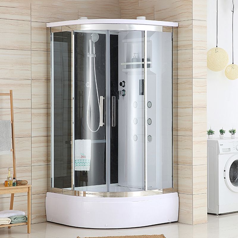 Framed Stainless Steel Tub & Shower Kit Rounded Clear Shower Stall Clearhalo 'Bathroom Remodel & Bathroom Fixtures' 'Home Improvement' 'home_improvement' 'home_improvement_shower_stalls_enclosures' 'Shower Stalls & Enclosures' 'shower_stalls_enclosures' 'Showers & Bathtubs' 1200x1200_6923a8fc-02bb-4df3-ac7c-6a58dcf2ac07