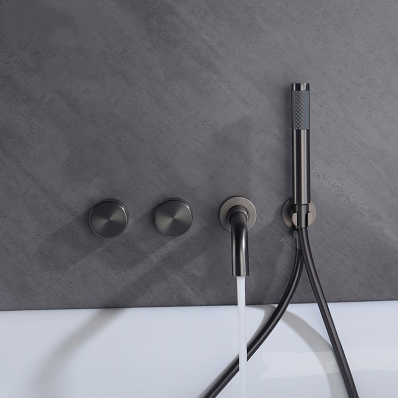 Wall Mounted Metal Tub Filler Low Arc Rotatable Tub Faucet Trim Clearhalo 'Bathroom Remodel & Bathroom Fixtures' 'Bathtub Faucets' 'bathtub_faucets' 'Home Improvement' 'home_improvement' 'home_improvement_bathtub_faucets' 1200x1200_6926427f-84e0-476f-bc72-b157d8c1d6bb