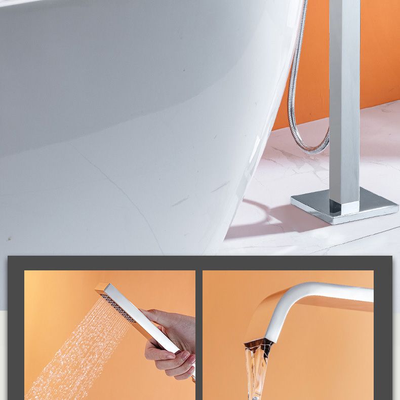 Floor Mounted Tub Spout 1 Handle Freestanding Bathtub Faucet with Handshower Clearhalo 'Bathroom Remodel & Bathroom Fixtures' 'Bathtub Faucets' 'bathtub_faucets' 'Home Improvement' 'home_improvement' 'home_improvement_bathtub_faucets' 1200x1200_692dcc89-3b28-4649-967a-477995c8bc3d