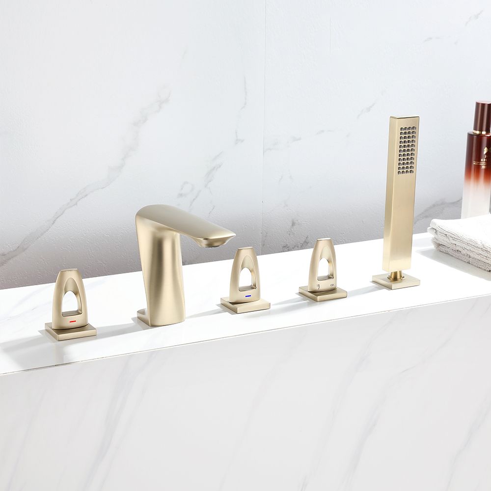 Modern Bathtub Faucet Flush Mounted Shower Head Rod Handle Faucet Clearhalo 'Bathroom Remodel & Bathroom Fixtures' 'Bathtub Faucets' 'bathtub_faucets' 'Home Improvement' 'home_improvement' 'home_improvement_bathtub_faucets' 1200x1200_693e755c-b7a6-48fd-9780-a7e0f72dbfc7