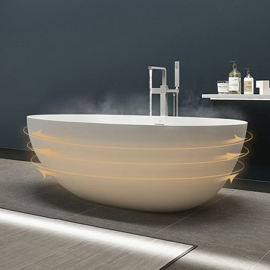 Modern Stone Oval Bath Freestanding Soaking Bathtub in White Clearhalo 'Bathroom Remodel & Bathroom Fixtures' 'Bathtubs' 'Home Improvement' 'home_improvement' 'home_improvement_bathtubs' 'Showers & Bathtubs' 1200x1200_69685e15-7c3c-460b-85b7-d53d42679108
