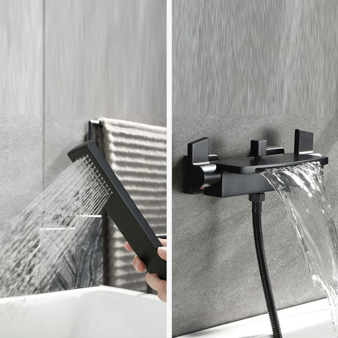 Wall Mounted Metal Tub Filler Low Arc Waterfall Tub Faucet Trim Clearhalo 'Bathroom Remodel & Bathroom Fixtures' 'Bathtub Faucets' 'bathtub_faucets' 'Home Improvement' 'home_improvement' 'home_improvement_bathtub_faucets' 1200x1200_696e7eb7-72d0-4467-a493-f94681a16fa4