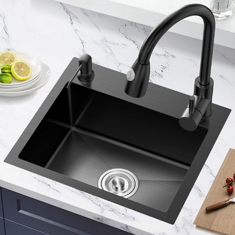 Single Basin Kitchen Sink Stainless Steel Black Kitchen Sink with Drain Assembly Clearhalo 'Home Improvement' 'home_improvement' 'home_improvement_kitchen_sinks' 'Kitchen Remodel & Kitchen Fixtures' 'Kitchen Sinks & Faucet Components' 'Kitchen Sinks' 'kitchen_sinks' 1200x1200_697a1dbb-de5a-4a1f-a4c1-b3aa186d2031