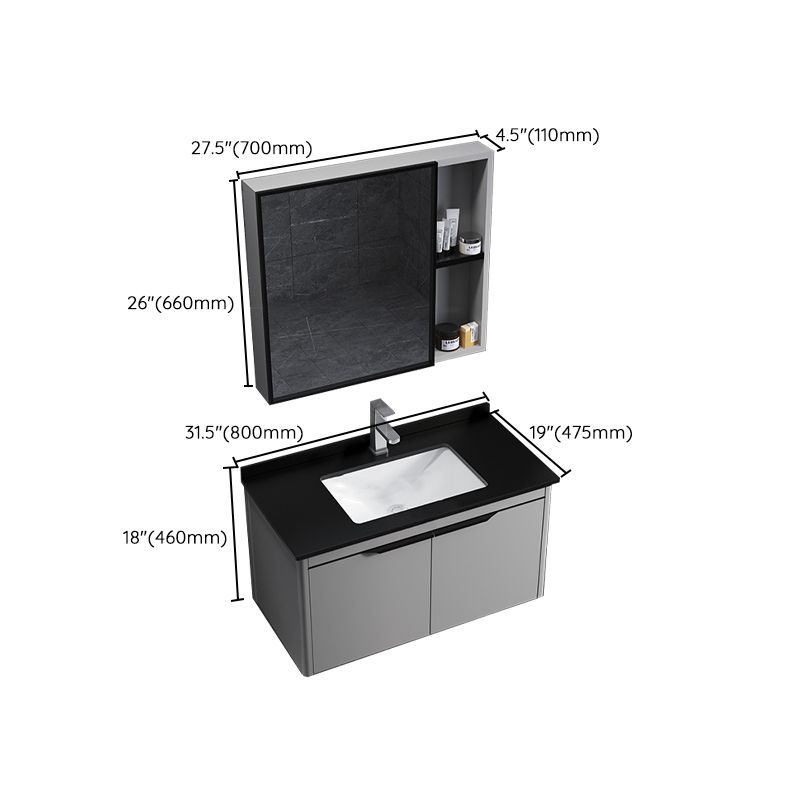 Single Sink Modern Bathroom Vanity Gray Metal Frame Rectangular Vanity Set Clearhalo 'Bathroom Remodel & Bathroom Fixtures' 'Bathroom Vanities' 'bathroom_vanities' 'Home Improvement' 'home_improvement' 'home_improvement_bathroom_vanities' 1200x1200_697b68ae-ea93-4c2f-9dc0-d292d7a43519
