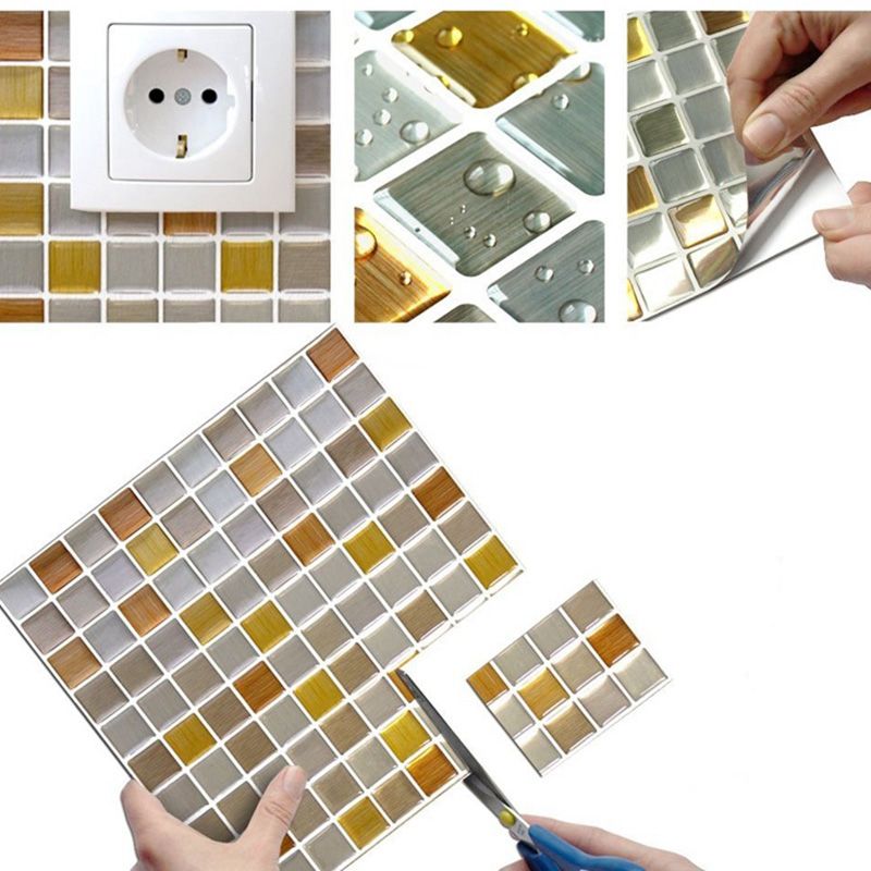Peel and Stick Tile Mosaic Stain Resistant Square Peel and Stick Tile for Kitchen Clearhalo 'Flooring 'Home Improvement' 'home_improvement' 'home_improvement_peel_stick_blacksplash' 'Peel & Stick Backsplash Tile' 'peel_stick_blacksplash' 'Walls & Ceilings' Walls and Ceiling' 1200x1200_698f8c89-0f01-4f42-9a5f-2259424a2e91
