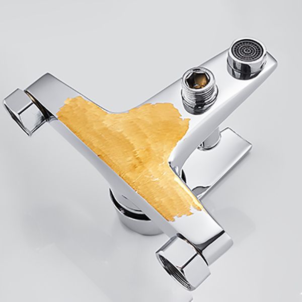 Contemporary Wall Mounted Bathroom Faucet Lever Handles 2 Hole Faucets Brass Faucet Clearhalo 'Bathroom Remodel & Bathroom Fixtures' 'Bathroom Sink Faucets' 'Bathroom Sinks & Faucet Components' 'bathroom_sink_faucets' 'Home Improvement' 'home_improvement' 'home_improvement_bathroom_sink_faucets' 1200x1200_69969040-1960-4455-8150-bbc96ab85dec
