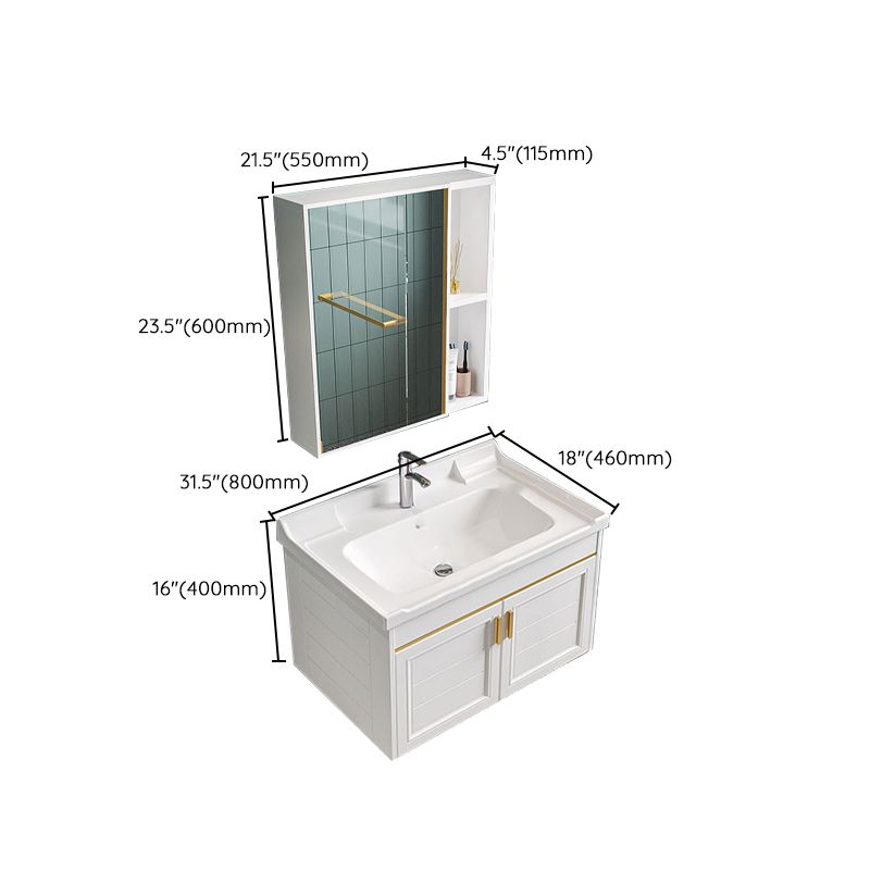 Glam Single Sink Bath Vanity Wall Mount White Metal Base Sink Vanity Clearhalo 'Bathroom Remodel & Bathroom Fixtures' 'Bathroom Vanities' 'bathroom_vanities' 'Home Improvement' 'home_improvement' 'home_improvement_bathroom_vanities' 1200x1200_69b865e4-ab83-4a05-9ed6-7ae821bfd8ee