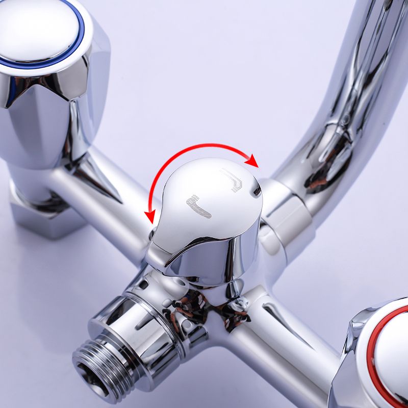 Chrome Bath Faucet Trim Wall Mounted Swivel Spout with Handheld Shower Clearhalo 'Bathroom Remodel & Bathroom Fixtures' 'Bathtub Faucets' 'bathtub_faucets' 'Home Improvement' 'home_improvement' 'home_improvement_bathtub_faucets' 1200x1200_69bf7c10-b463-4310-8139-867da352d550