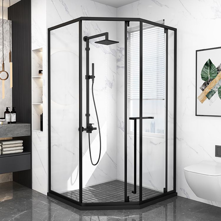 Modern Shower Enclosure Tempered Glass Corner with Door Handle Shower Stall Clearhalo 'Bathroom Remodel & Bathroom Fixtures' 'Home Improvement' 'home_improvement' 'home_improvement_shower_stalls_enclosures' 'Shower Stalls & Enclosures' 'shower_stalls_enclosures' 'Showers & Bathtubs' 1200x1200_69c45129-31a0-453b-8d1c-4b1405e1b36f