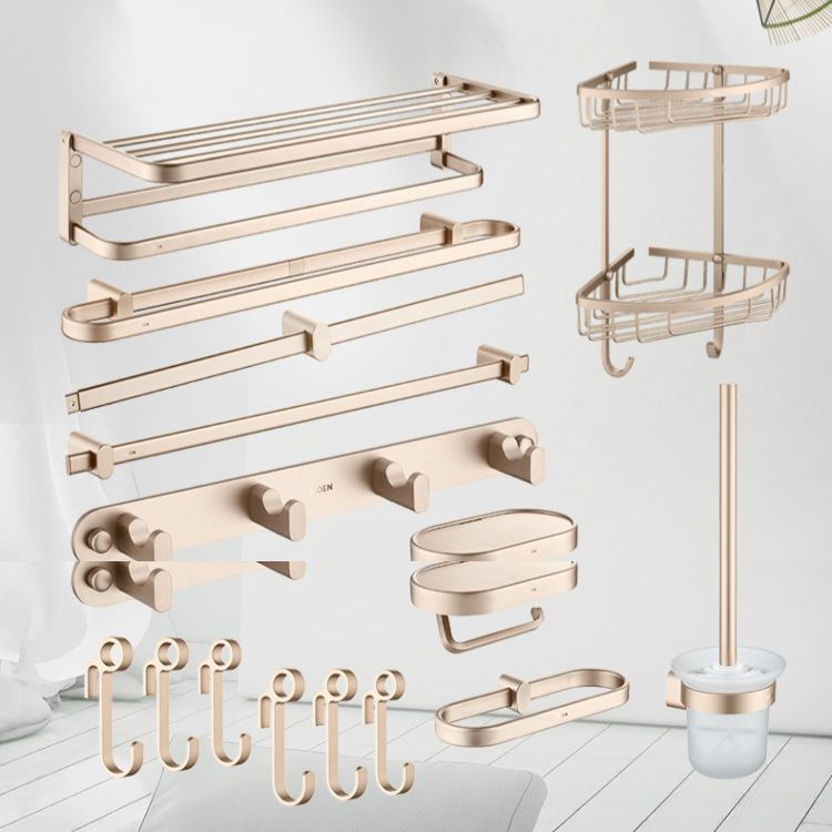 Golden Modern Bathroom Accessory Set Polished Brass Bath Shelf/Towel Bar/Robe Hooks Clearhalo 'Bathroom Hardware Sets' 'Bathroom Hardware' 'Bathroom Remodel & Bathroom Fixtures' 'bathroom_hardware_sets' 'Home Improvement' 'home_improvement' 'home_improvement_bathroom_hardware_sets' 1200x1200_69c6fbe0-1e5f-44d5-b3d6-18149611ce41