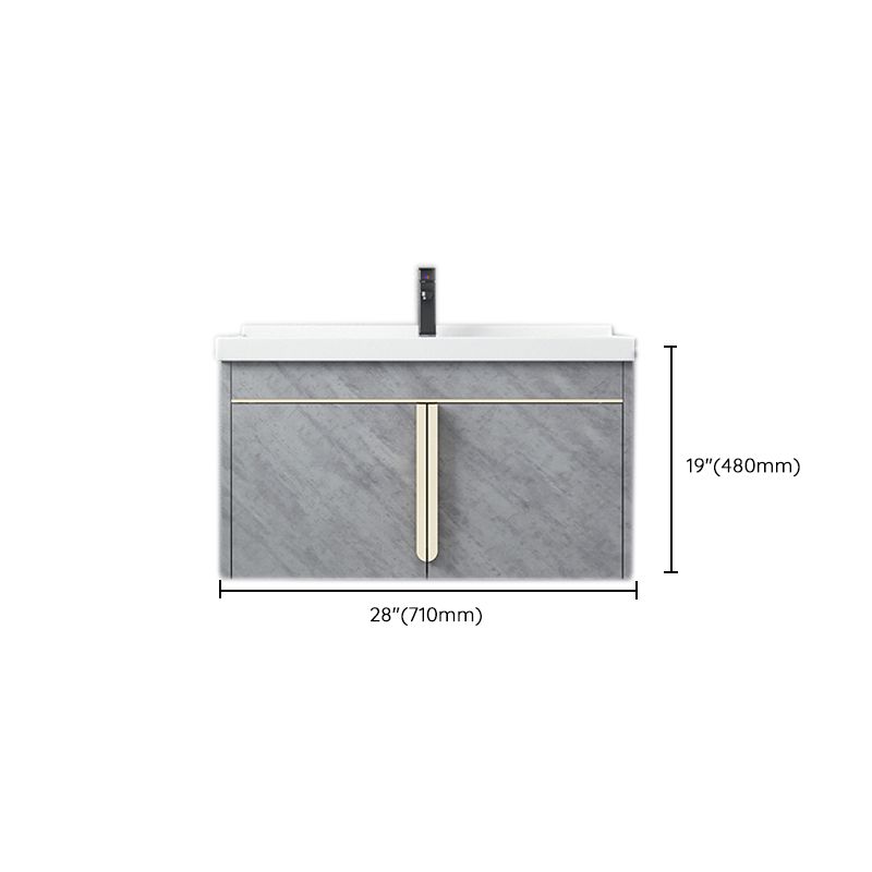 Glam Sink Vanity Wall-Mounted 2 Doors Rectangle Single Bathroom Sink Vanity with Mirror Clearhalo 'Bathroom Remodel & Bathroom Fixtures' 'Bathroom Vanities' 'bathroom_vanities' 'Home Improvement' 'home_improvement' 'home_improvement_bathroom_vanities' 1200x1200_69cbc9c8-8de0-49a8-80fd-c9f46d323c18