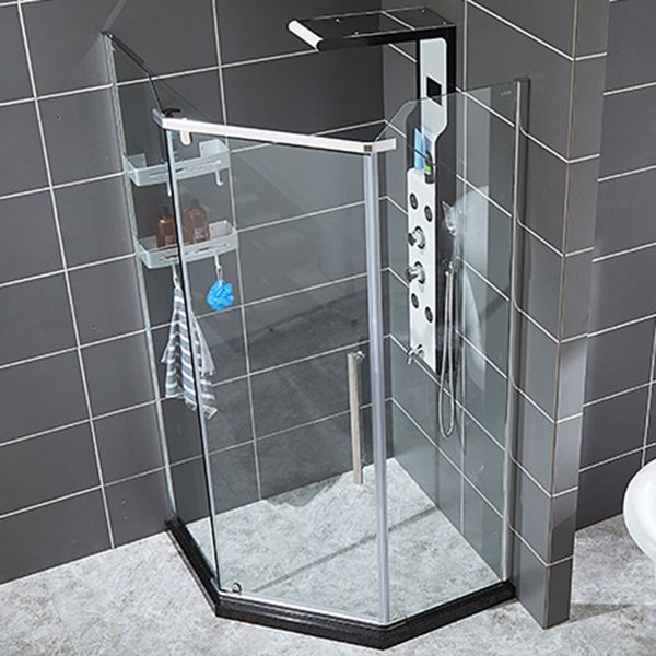 Neo-Angle Shower Kit Pivot Tempered Glass Corner Shower Kit with Fixed Panel Clearhalo 'Bathroom Remodel & Bathroom Fixtures' 'Home Improvement' 'home_improvement' 'home_improvement_shower_stalls_enclosures' 'Shower Stalls & Enclosures' 'shower_stalls_enclosures' 'Showers & Bathtubs' 1200x1200_69cca286-7d66-4de0-8aed-7d0c41156cda