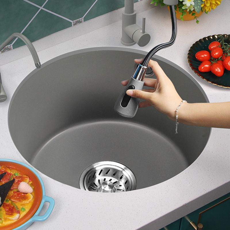 Single Bowl Kitchen Sink Granite Round Sink with Basket Strainer Clearhalo 'Home Improvement' 'home_improvement' 'home_improvement_kitchen_sinks' 'Kitchen Remodel & Kitchen Fixtures' 'Kitchen Sinks & Faucet Components' 'Kitchen Sinks' 'kitchen_sinks' 1200x1200_6a00ae10-266a-4bb0-b351-ab60c39eaba9