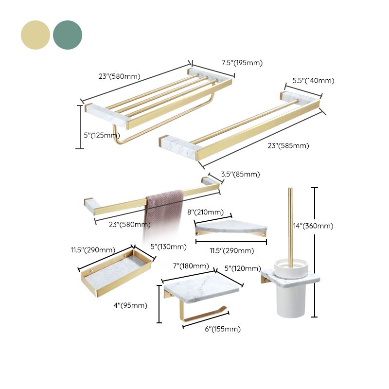 Polished Brass Bathroom Accessory Set Marble Bathroom Hardware Clearhalo 'Bathroom Hardware Sets' 'Bathroom Hardware' 'Bathroom Remodel & Bathroom Fixtures' 'bathroom_hardware_sets' 'Home Improvement' 'home_improvement' 'home_improvement_bathroom_hardware_sets' 1200x1200_6a219e00-c434-4995-9f29-9d42c4ee4ee8