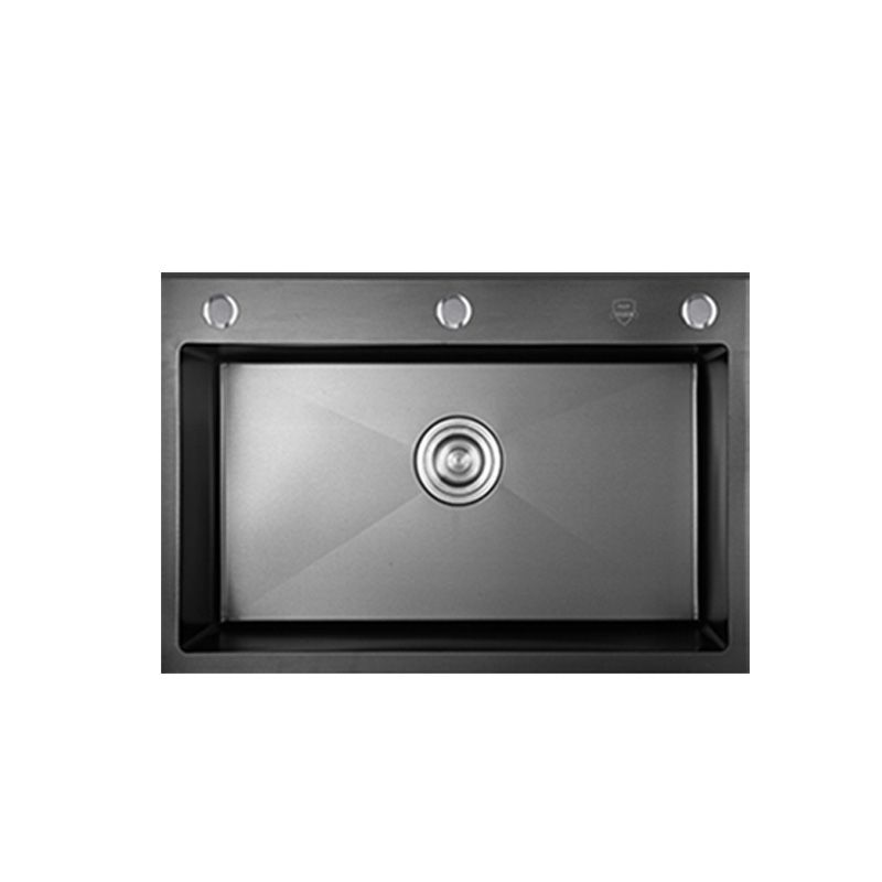 Black Stainless Steel Kitchen Sink Single Bowl Sink with Basket ...