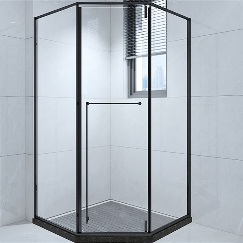 Framed Pivot Shower Enclosure Clear Matt Black Shower Enclosure Clearhalo 'Bathroom Remodel & Bathroom Fixtures' 'Home Improvement' 'home_improvement' 'home_improvement_shower_stalls_enclosures' 'Shower Stalls & Enclosures' 'shower_stalls_enclosures' 'Showers & Bathtubs' 1200x1200_6a35e3b1-ce96-4a65-8afa-35c01d6dc14c