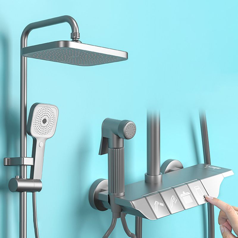 Modern Shower System Wall Mounted Spot Resist Rectangle Shower System with Hand Shower Clearhalo 'Bathroom Remodel & Bathroom Fixtures' 'Home Improvement' 'home_improvement' 'home_improvement_shower_faucets' 'Shower Faucets & Systems' 'shower_faucets' 'Showers & Bathtubs Plumbing' 'Showers & Bathtubs' 1200x1200_6a56a7ed-e425-4e50-9a7d-b69a5d2d4dd2