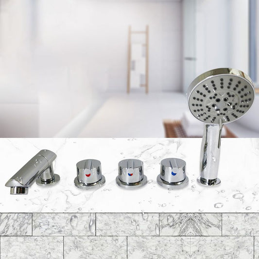 Deck Mounted Copper Roman Tub Faucet Low Arc Roman Tub Faucet Set in Chrome Clearhalo 'Bathroom Remodel & Bathroom Fixtures' 'Bathtub Faucets' 'bathtub_faucets' 'Home Improvement' 'home_improvement' 'home_improvement_bathtub_faucets' 1200x1200_6a6ab030-0fe5-4919-8b3b-8cacce421d64