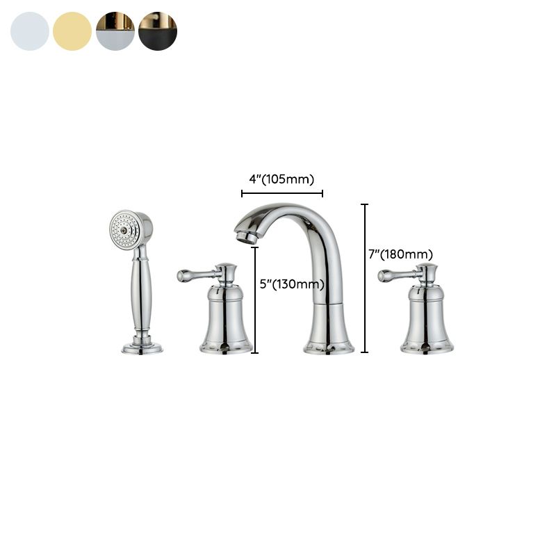 Modern Deck Mounted Lever Handle Bathroom Faucet with Handheld Shower Head Clearhalo 'Bathroom Remodel & Bathroom Fixtures' 'Bathtub Faucets' 'bathtub_faucets' 'Home Improvement' 'home_improvement' 'home_improvement_bathtub_faucets' 1200x1200_6a8aa65e-7db8-4e5b-a106-3d898e4e3d97