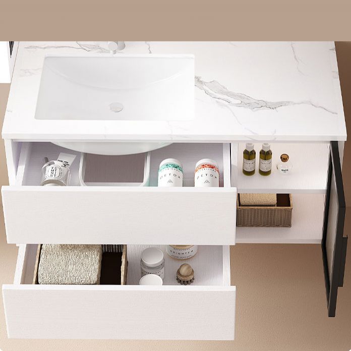 Wall Mounted Bath Vanity Mirror Single Sink Rectangular Bathroom Vanity with 2 Drawers Clearhalo 'Bathroom Remodel & Bathroom Fixtures' 'Bathroom Vanities' 'bathroom_vanities' 'Home Improvement' 'home_improvement' 'home_improvement_bathroom_vanities' 1200x1200_6a9b88f5-d93d-4665-9a14-b0706df88fa4