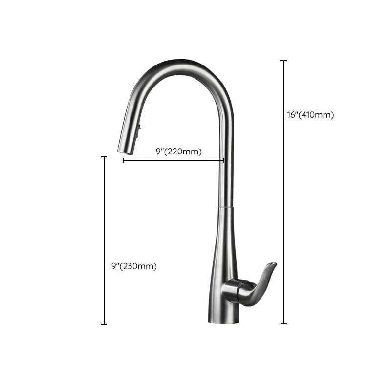 Modern Style Retractable Kitchen Faucet Stainless Steel Single Handle Kitchen Faucet Clearhalo 'Home Improvement' 'home_improvement' 'home_improvement_kitchen_faucets' 'Kitchen Faucets' 'Kitchen Remodel & Kitchen Fixtures' 'Kitchen Sinks & Faucet Components' 'kitchen_faucets' 1200x1200_6aa2532a-551d-492c-95e7-db27d2171e5c