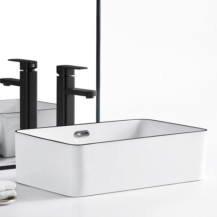 Modern Bathroom Sink Porcelain Pop-Up Drain Rectangular Vessel Sink Clearhalo 'Bathroom Remodel & Bathroom Fixtures' 'Bathroom Sinks & Faucet Components' 'Bathroom Sinks' 'bathroom_sink' 'Home Improvement' 'home_improvement' 'home_improvement_bathroom_sink' 1200x1200_6aee76d4-e5c9-43be-9e10-8723a26cf39a