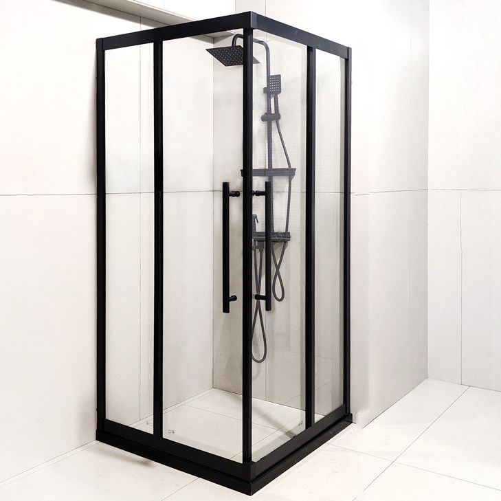 Double Sliding Corner Shower Enclosure Framed Tempered Glass Shower Enclosure Clearhalo 'Bathroom Remodel & Bathroom Fixtures' 'Home Improvement' 'home_improvement' 'home_improvement_shower_stalls_enclosures' 'Shower Stalls & Enclosures' 'shower_stalls_enclosures' 'Showers & Bathtubs' 1200x1200_6af81dc9-2e1a-440a-98f4-630f4dd64dfa