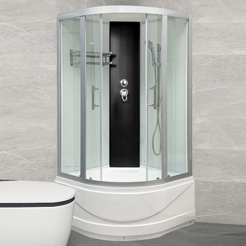 Round Tub & Shower Kit Double Sliding Tempered Glass Tub & Shower Kit Clearhalo 'Bathroom Remodel & Bathroom Fixtures' 'Home Improvement' 'home_improvement' 'home_improvement_shower_stalls_enclosures' 'Shower Stalls & Enclosures' 'shower_stalls_enclosures' 'Showers & Bathtubs' 1200x1200_6b122dbd-4fef-422d-bb26-e28f524b91b7