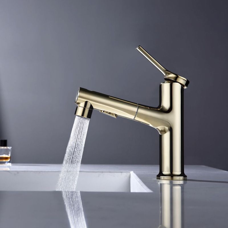 Modern Vessel Sink Faucet Copper Single Handle Low Arc Retractable Vessel Faucet Clearhalo 'Bathroom Remodel & Bathroom Fixtures' 'Bathroom Sink Faucets' 'Bathroom Sinks & Faucet Components' 'bathroom_sink_faucets' 'Conjunta de Baño y Conjunta de Grifo' 'Coronamiento de Baño y Dispositivo de Baño' 'Grifo del lavabo del baño' 'Hogar' 'Home Improvement' 'home_improvement' 'home_improvement_bathroom_sink_faucets' 'Mejoras para el hogar' 1200x1200_6b32d4ec-df02-4b92-a393-9675146126d3